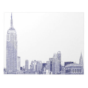 Bloc De Notas NYC Skyline Etched 01 Blue