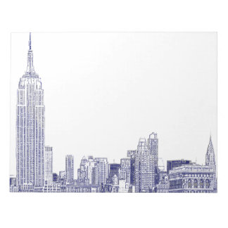Bloc De Notas NYC Skyline Etched 01 Blue