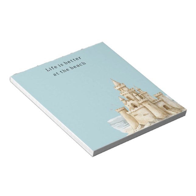 Bloc De Notas Ocean Beach Birds Blue Sky Cream Sand Castle (Lado Derecho)