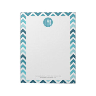 Bloc De Notas Ocean Blue Chevron Ombre ZigZag Monogramado