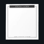 Bloc De Notas Oficina de la Escuela de Nombrado Blanco Negro Fro<br><div class="desc">Este diseño presenta un espacio para un nombre en la parte superior y otra línea de texto en la parte inferior, acentuada por un simple borde doble. La colección de productos de coordinación está disponible en nuestra tienda, zazzle.com/store/doodlelulu. Contáctenos si necesita este diseño aplicado a un producto específico para crear...</div>