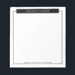 Bloc De Notas Oficina de la Escuela de Nombrado Blanco Negro Fro<br><div class="desc">Este diseño presenta un espacio para un nombre en la parte superior y otra línea de texto en la parte inferior, acentuada por un simple borde doble. La colección de productos de coordinación está disponible en nuestra tienda, zazzle.com/store/doodlelulu. Contáctenos si necesita este diseño aplicado a un producto específico para crear...</div>