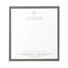 Bloc De Notas Oficina moderna abogado monograma blanco gris oscu