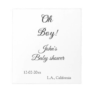 Bloc De Notas oh chico chica baby shower añadir nombre fecha año