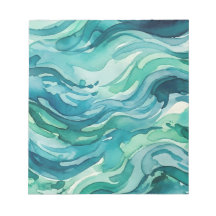 Olas de océano acuarela azul verdoso