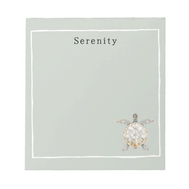 Bloc De Notas Olive Green Sea Turtle Personalized  (Frente)