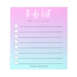 Bloc De Notas Ombre Azul Rosa Para Hacer Lista Girona