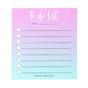 Bloc De Notas Ombre Azul Rosa Para Hacer Lista Girona