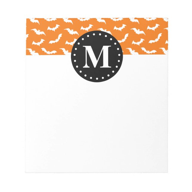 Bloc De Notas Orange Halloween Bat Pattern Black Monogram (Frente)