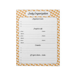Bloc De Notas Organización diaria - Naranja Gingham Notepad