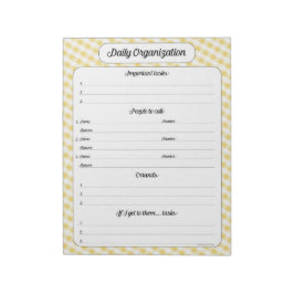 Bloc De Notas Organización diaria - Notepad de Gingham amarillo
