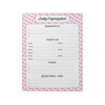 Organización diaria - Notepad de Gingham Rosa