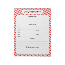 Bloc De Notas Organización Diaria - Red Gingham Notepad