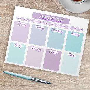Bloc De Notas Organizador De Planes Semanales Pastel Purple Y Ve