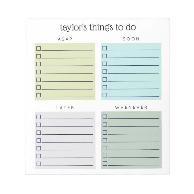 Bloc De Notas Organized Things to Do Blue Olive Gray (Frente)