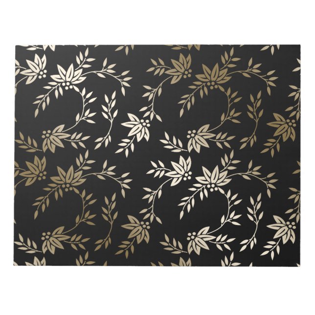 Bloc De Notas Origami Paper Leaf Floral Black Gold Notepad (Frente)