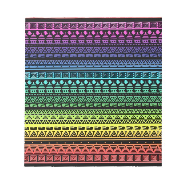 Bloc De Notas Ornamento étnico, arcoiris (Frente)