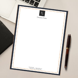 Bloc De Notas Oro blanco negro moderno con logotipo de negocios