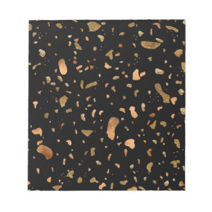 Bloc De Notas Oro de cobre en piedra de Terrazzo negro