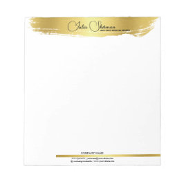 Bloc De Notas Oro Monograma Negro Chic Moderno Script Minimalist