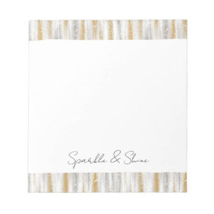 Bloc De Notas Oro Plata Chic Glam Glitzy Rayas Brillo