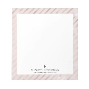 Bloc De Notas Oro Rosa Glitter Monograma Personalizado Femenino