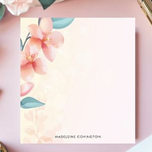 Bloc De Notas Orquídea Rosa Elegante Flor Personalizada Nombre
