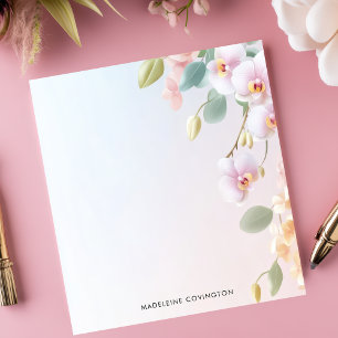 Bloc De Notas Orquídeas Rosadas en Cascada Elegantes con Nombre 
