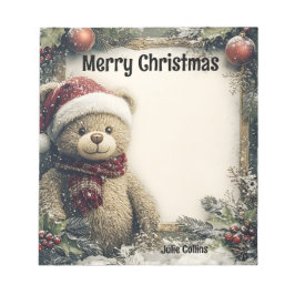 Bloc De Notas Oso de peluche con decoración navideña