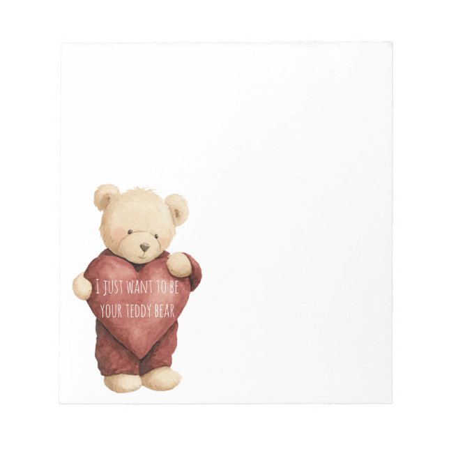 Bloc De Notas Oso de peluche corazón rojo (Frente)
