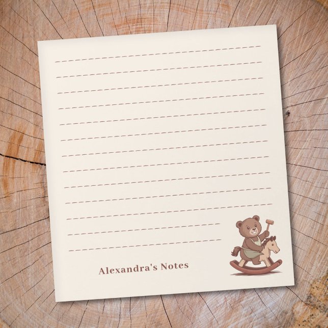 Bloc De Notas Oso de peluche montando un caballo rocoso (Teddy Bear riding a Rocking Horse Notepad)