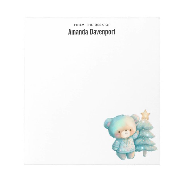 Bloc De Notas Oso lindo y vacaciones de árbol de Navidad (Frente)