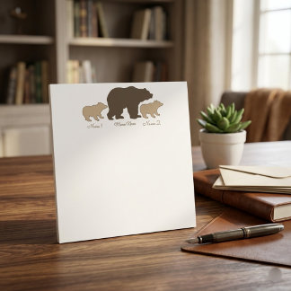 Bloc De Notas Oso Mama Personalizado Con 2 Nombres De Niños Rega