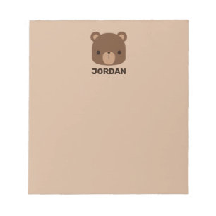 Bloc De Notas Oso marrón lindo con nombre personalizado