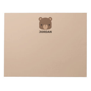 Bloc De Notas Oso marrón lindo con nombre personalizado