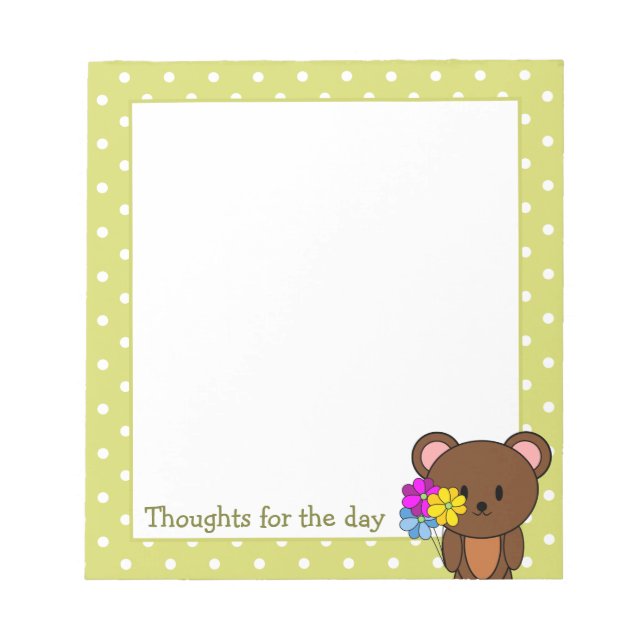 Bloc De Notas Oso Pardo Con Un Ramo De Flores (Frente)