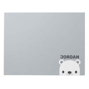 Bloc De Notas Oso polar pequeño y corto con nombre personalizado