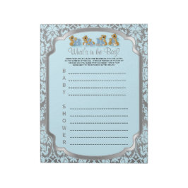 Bloc De Notas Osos Teddy de Damasco Azul y Plata - Juego