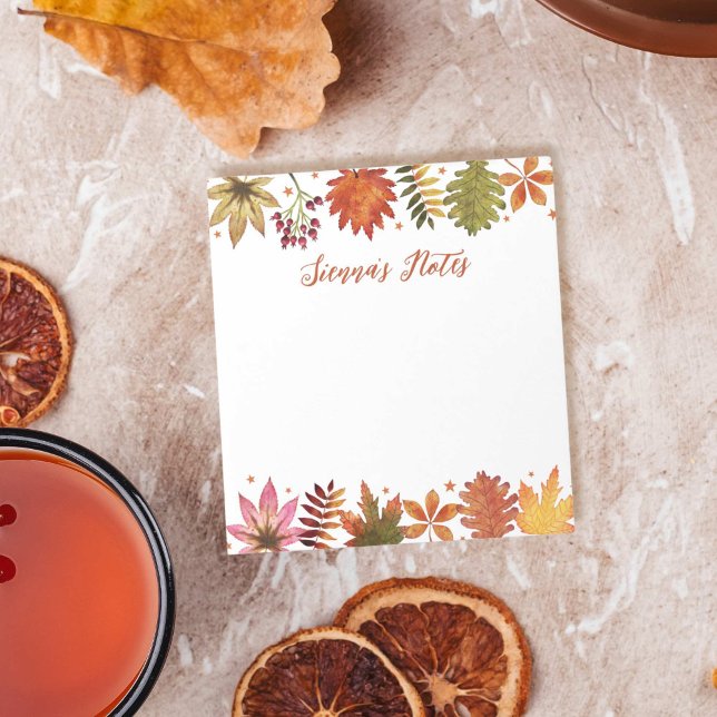 Bloc De Notas Otoño Caída de acuarela deja nombre ruso (Autumn Watercolor Fall Leaves Rustic Name Notepad)