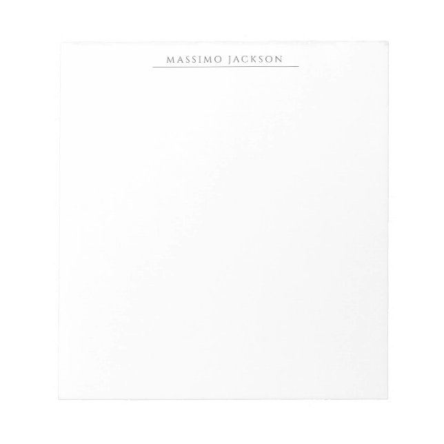 Bloc De Notas Own Name Calligraphy Chic Plain Simple Black White (Frente)