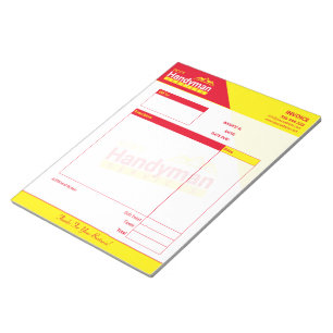 Bloc De Notas Pad de facturas de negocios de Handyman - Home Bus