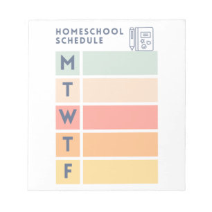 Bloc De Notas Pad de horarios de escuela primaria