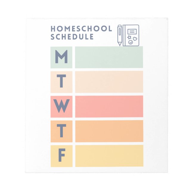 Bloc De Notas Pad de horarios de escuela primaria (Frente)