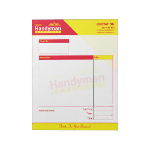 Bloc De Notas Pad de presupuesto para negocios Handyman - Hogar