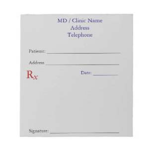 Bloc De Notas Pads de prescripción manual (gris)