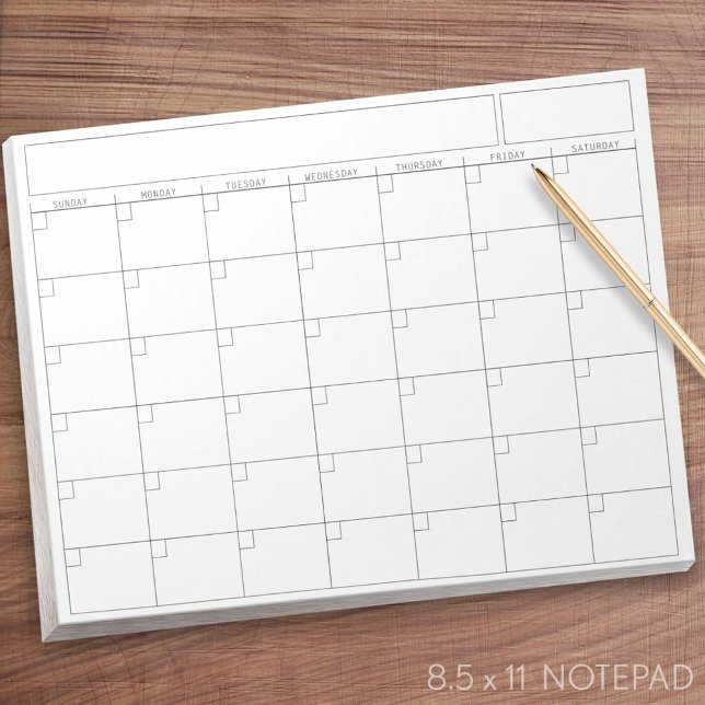 Bloc De Notas Página Calendario en blanco - Vista panorámica de  (Blank Calendar Notepad)