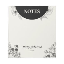 Página de notas de lectura floral monocroma