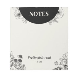 Bloc De Notas Página de notas de lectura floral monocroma