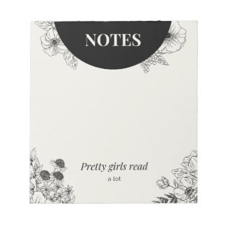 Bloc De Notas Página de notas de lectura floral monocroma