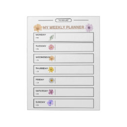 Bloc De Notas Página de planificador semanal floral
